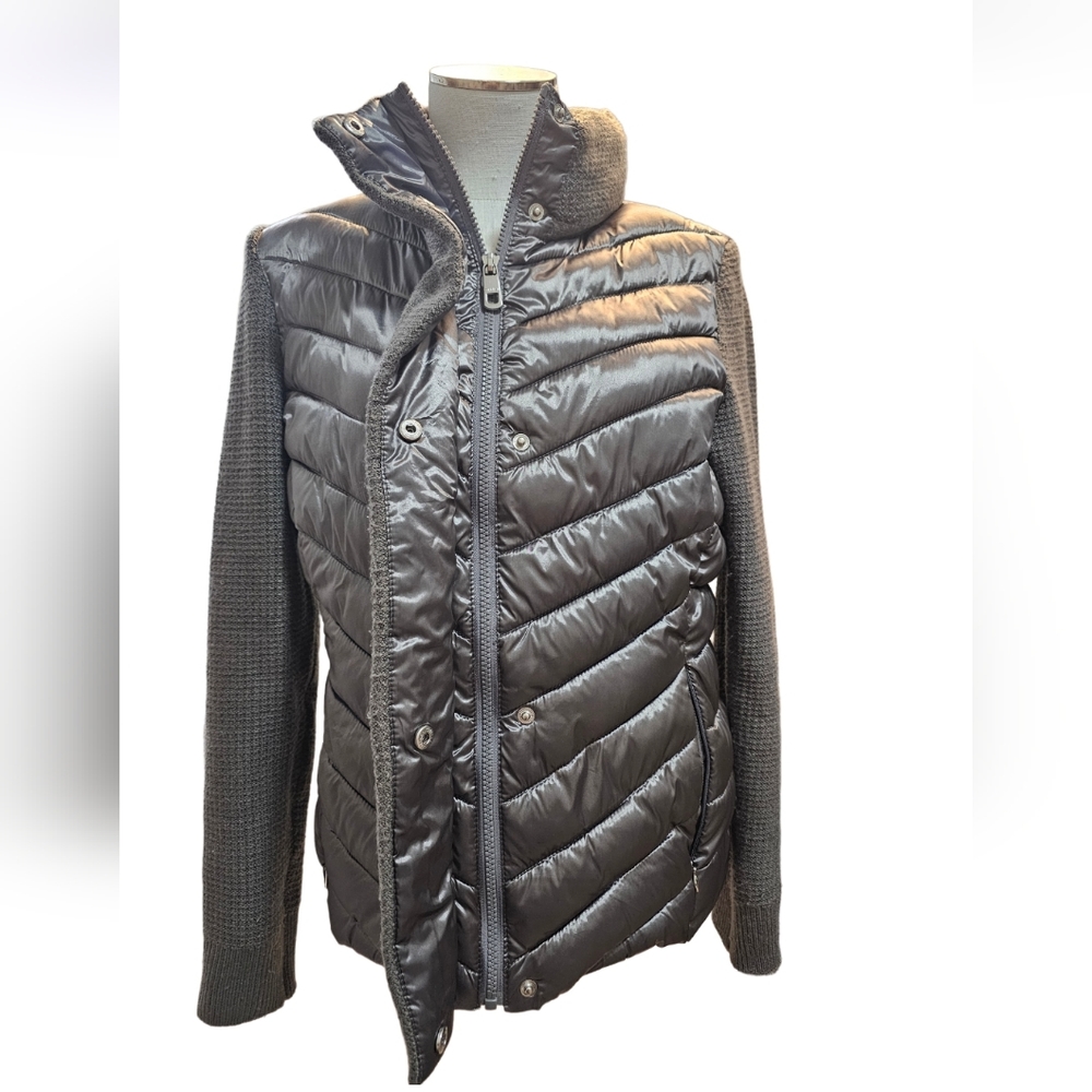 CALVIN KLEIN Puffer & Knit Combo FullZip Women's Jacket Coat | SZ M